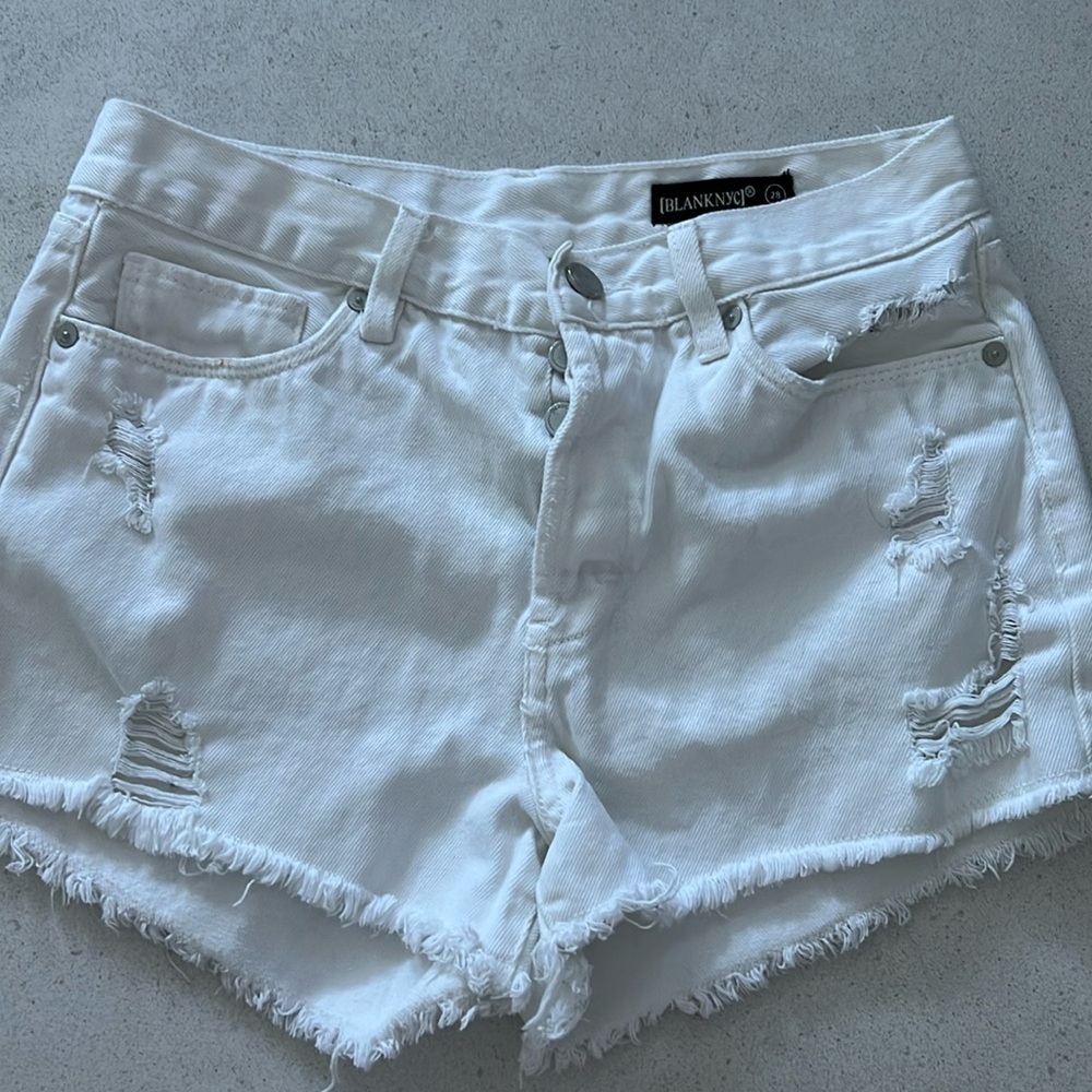 BlankNYC white cutoff denim shorts
